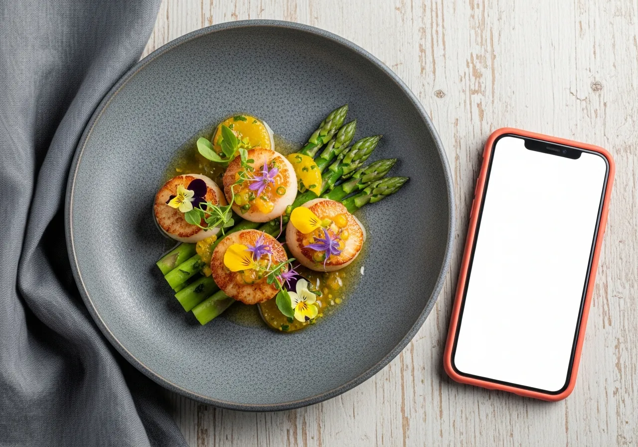 Restaurant-Website für die Gastronomie mit ansprechend angerichtetem Gericht